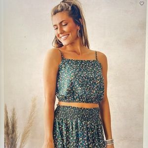 Dainty Floral Smocked Tank Top; Willow and Root